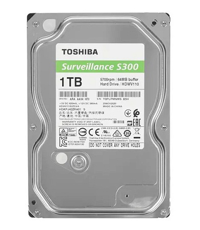 Жесткий диск 1Tb TOSHIBA S300 Surveillance HDWV110UZSVA