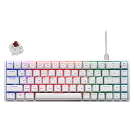 Клавиатура игровая 2E GAMING KG380 RGB 68key Gateron Brown Switch BT/USB White Ukr