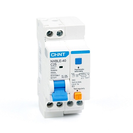 Дифференциальный автомат CHINT NXBLE-40 1P+N 25А C 30mA эектронный тип AC 45kA