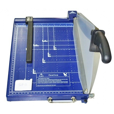 Резак для бумаги сабельный JIELISI 928-3 А4 синий шторка-фиксатор пластик  (8 box)