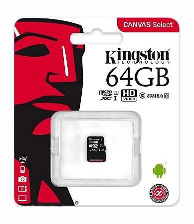 Карта памяти MicroSD 64GB Kingston SDCS/64GB