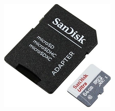 Карта памяти MicroSD 64GB SanDisk SDSQUNS-064G-GN3MA