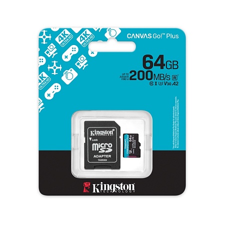 Карта памяти MicroSD 64GB Class 10 U3 Kingston SDCG4/64GB