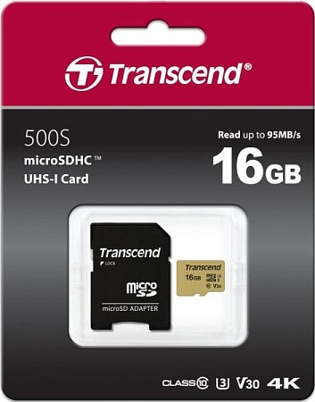 Карта памяти MicroSD 16GB Transcend TS16GUSD500S