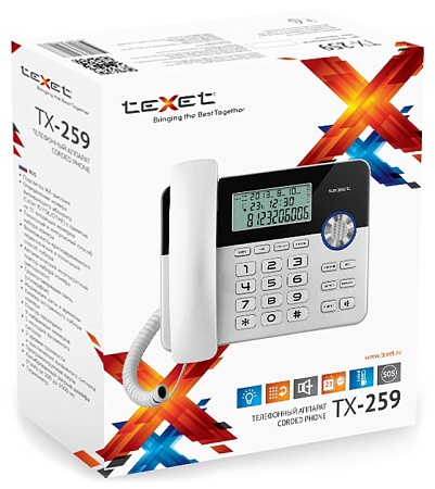Телефон проводной Texet TX-259 Черный-Серебристый