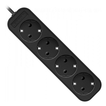 Удлинитель Defender M430 3 м 4 розетки черный