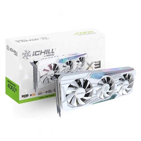 Видеокарта 8GB Inno3D RTX4060 Ti 8GB ICHILL X3 WHITE X3 OC C406T3-08D6X-17113280