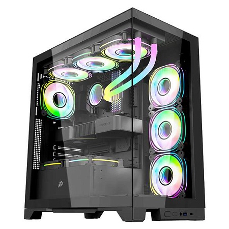 Корпус для ПК 1STPLAYER MIKU Mi8-BK-3FBR1FBC1 Black