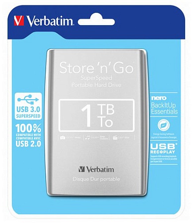Внешний жёсткий диск 1TB Verbatim Store 'n' Go Серебристый