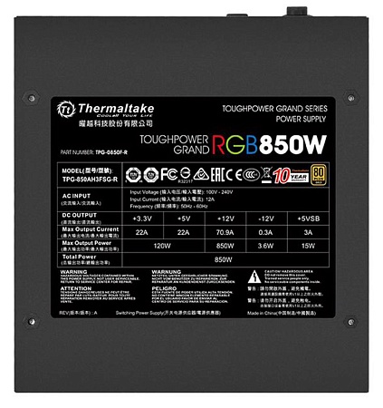 Блок питания 850W Thermaltake Toughpower Grand RGB PS-TPG-0850FPCGEU-R