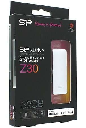 USB флешка 32GB Silicon Power xDrive Z30 SP032GBLU3Z30V1W USB 3.1 + Lightning white
