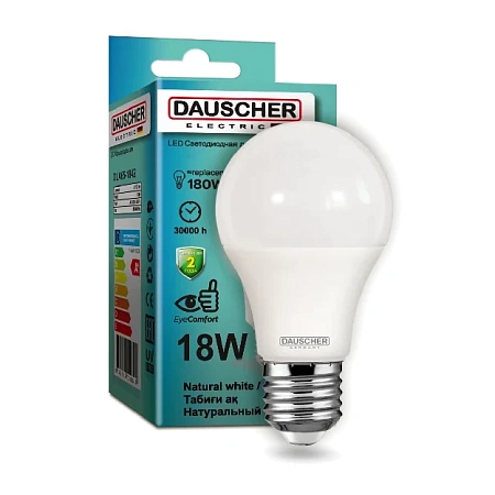 LED Лампа Dauscher A65-18W-E27-4200K, нейтральный (90lm/w)