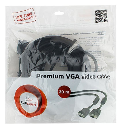 Кабель SVGA 15m/15m, Cablexpert CC-PPVGA-30M-B, 30м