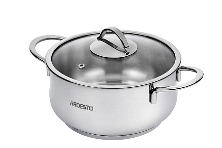 Кастрюля Ardesto BLACK MARS, стеклянная крышка, 3 л, нержавеющая сталь AR0730S