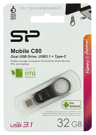 USB флешка 32GB Silicon Power Mobile C80 SP032GBUC3C80V1S gray