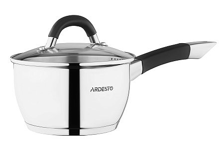 Набор посуды Ardesto Gemini Livorno со сливом, 8 пред., ручки с серым силиконом, нержавеющая сталь AR1908GS