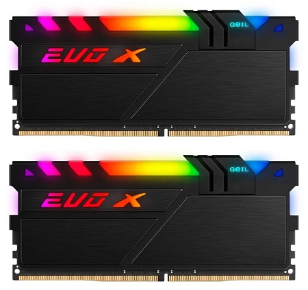 Оперативная память 8GB Kit GEIL EVO X II Black с RGB подсветкой GEXSB48GB2666C19DC