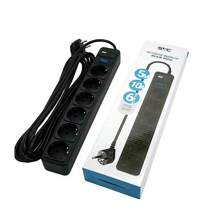 Сетевой фильтр SVC ZC6S-50M-USB/TypeC 5