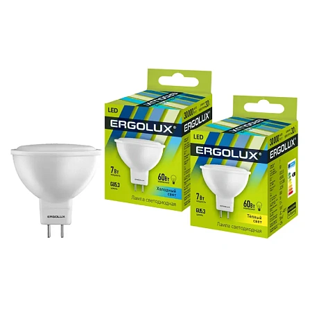 Эл. лампа светодиодная Ergolux JCDR GU5.3/3000K/7Вт, Тёплый