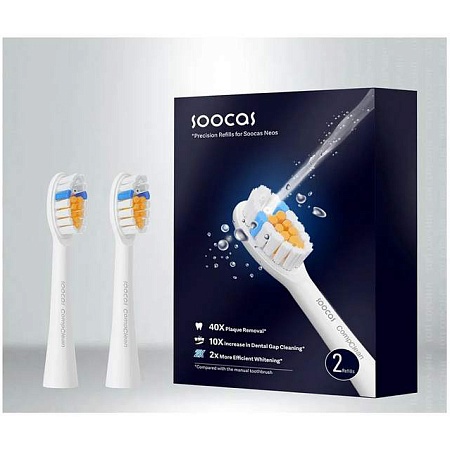 Сменные зубные щетки с ирригатором для Soocas Neos (2шт в комплекте) Белый