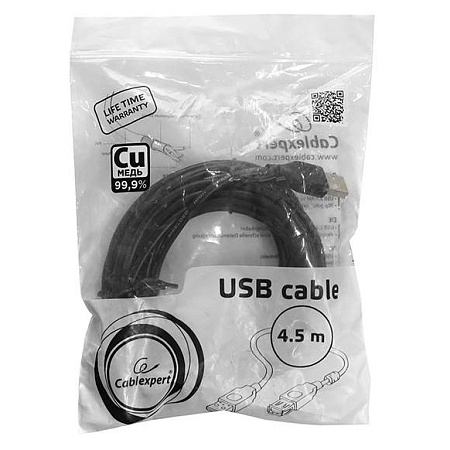 Кабель USB (удлинитель) Type Am- Af 4.5m Cablexpert CCF-USB2-AMAF-15 USB 2.0 black