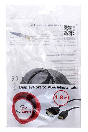 Кабель DisplayPort - VGA Cablexpert CCP-DPM-VGAM-6, 1.8м, OEM