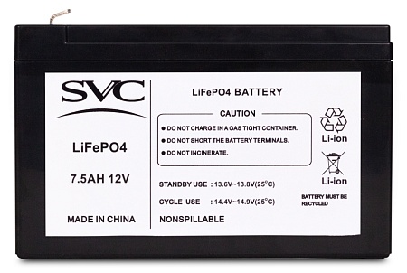 Батарея SVC LiFePO4 12В 7.5 Ач