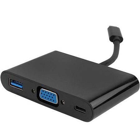 Переходник USB Type-C - VGA, USB 3.0, USB Type-C, Cablexpert A-CM-VGA3in1-01, 0.15m, OEM