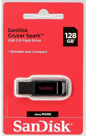 USB флешка 128 Гб SanDisk Cruzer Spark SDCZ61-128G-G35 black-red
