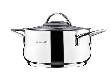 Кастрюля Ardesto BLACK MARS, стеклянная крышка, 3 л, нержавеющая сталь AR0730S