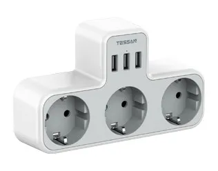 Сетевой фильтр + зарядка Tessan TS-323 Grey