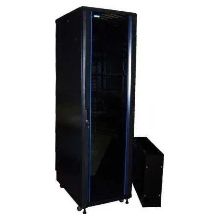 Шкаф 19" Business, 18U 600x600, черный, передняя дверь стекло, задняя дверь распашная металл
